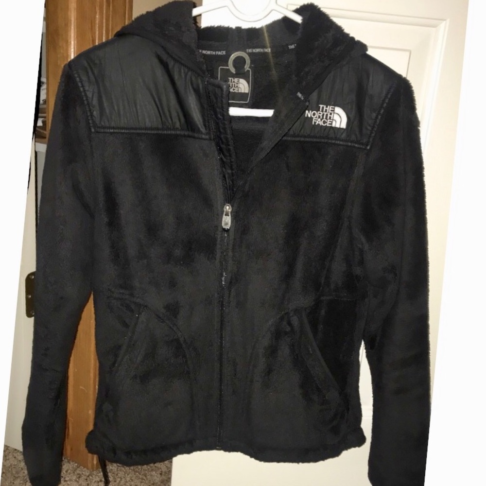 Soft fur zip up hooded jacket